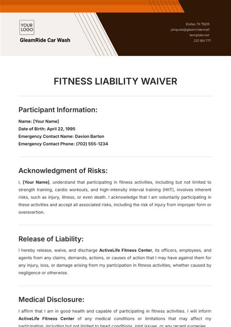 Liability Waiver Form Templates - Printable Forms Free Online