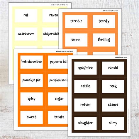225 Halloween Words for Kids (Free Printable List and Cards!) - Honct.com