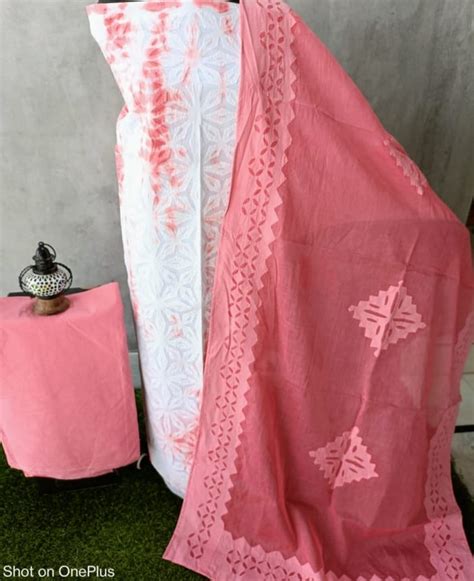 Applique Work Tie & Dye Cotton Salwar Suit - Leheriya.com