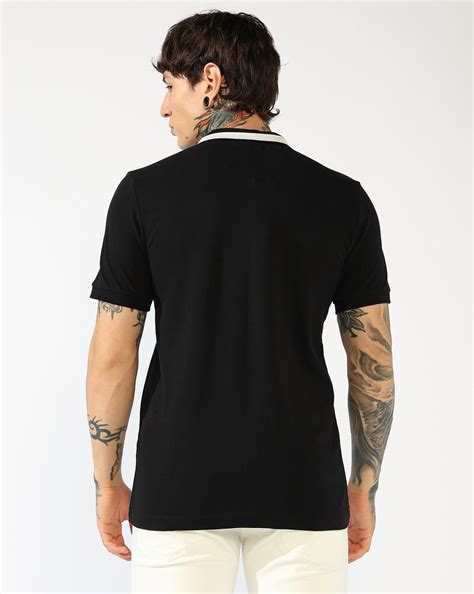 Men's Polo T-Shirt with Contrast Collar & Brand Lettering