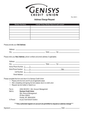Change Of Address Form - Genisys Credit Union - Genisyscu - Fill and ...
