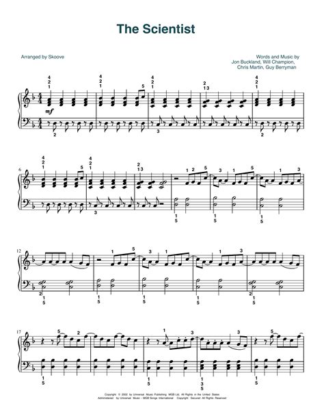 Coldplay "The Scientist" Sheet Music for Easy Piano | Download PDF ...