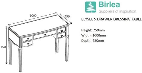 Elysee Mirrored Glass 5 Drawer Dressing Table — Trafalgar Furniture
