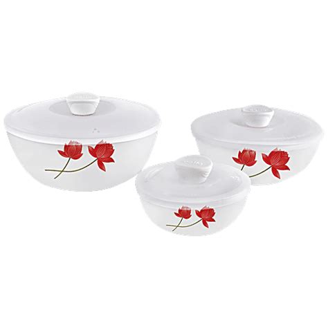Buy Cello Mixing Bowls Set With Lids - Royale Opalware, Red Lotus ...