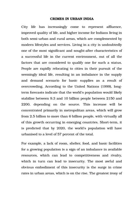 Crimes IN Urban India - Lecture notes 2 - CRIMES IN URBAN INDIA City ...