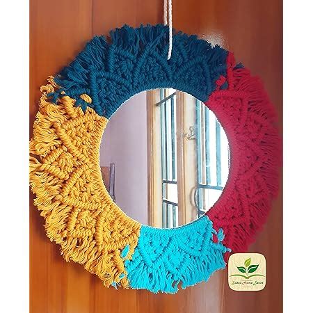 Buy Zazza Home Decor™ Macrame Hanging Wall Mirror with Macrame Round ...