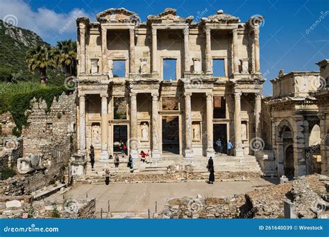 Ruins of the Library of Celsus in Ephesus, Turkey. Editorial Stock ...