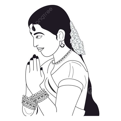 Indian Wedding Clip Art Of Women In Saree, Indian Drawing, Wedding ...