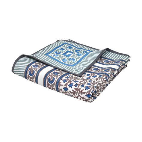 BLOCKS OF INDIA Hand Block Printed Cotton Summer Single Size Reversibl ...