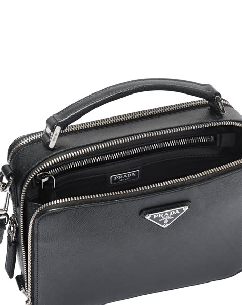 Black Prada Brique Saffiano Leather Cross-Body Bag | Prada