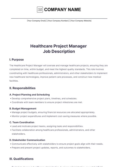 Healthcare Project Manager Settings