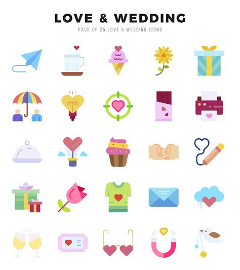 Premium Vector | Love Wedding Icons Pack Flat Style Vector illustration