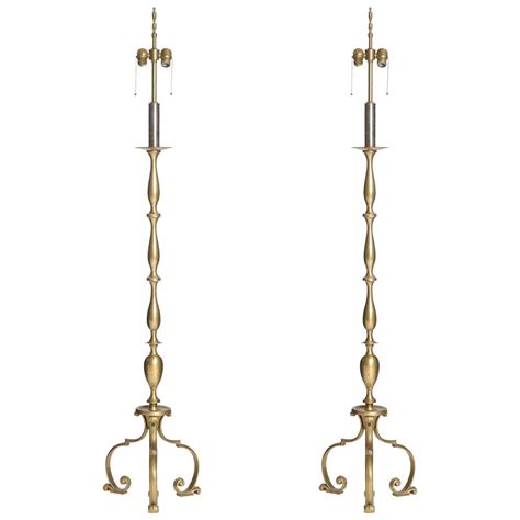 Pair of Scrolling Bronze Floor Lamps For Sale at 1stDibs