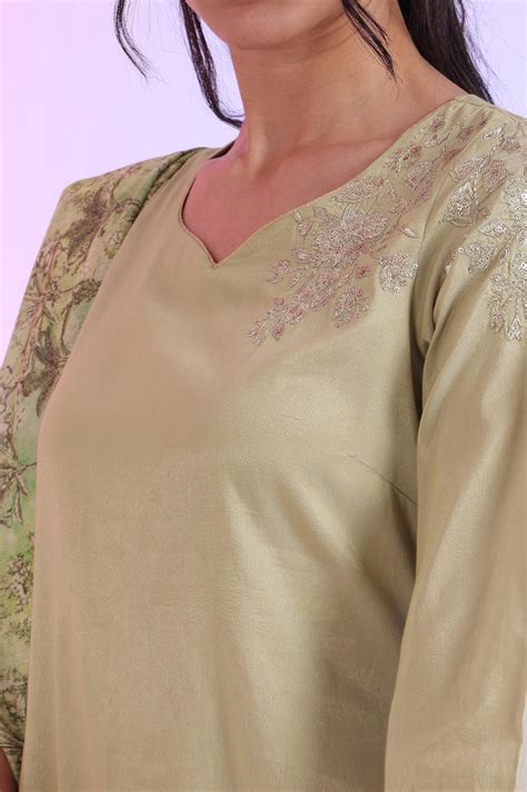 Buy Green Embroidered Blend Straight Kurta with Trousers & Dupatta Set ...