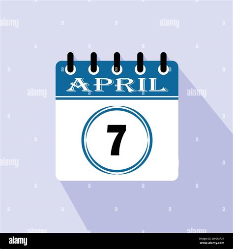 Icon calendar day - 7 April. 7th days of the month, vector illustration ...