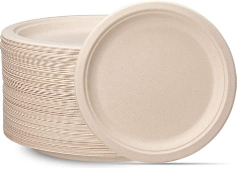 Compostable 9 Inch Paper Plates [125-Pack] Heavy-Duty Plate by Eccoss ...