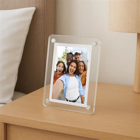 Magnetic Acrylic Photo Frame 3x4 Inch with Stand | Clear Picture Frame ...