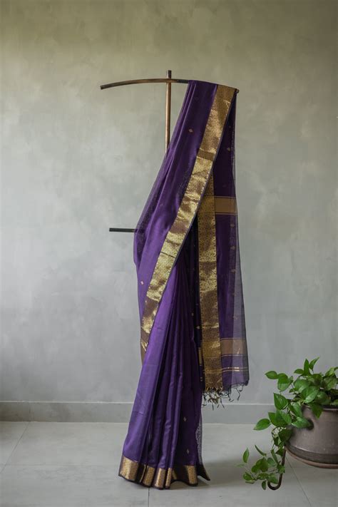 Purple Chanderi Silk with Diamond Woven Motif Saree – Anu Vardhan Designs