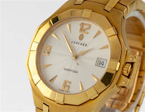 Concord Men's Saratoga w/ Date 18k Yellow Gold Quartz Watch W/ Box 50 ...