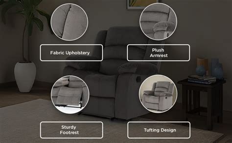 Royaloak Muar Malaysian Fabric Recliner | Single Seater Grey Chair ...