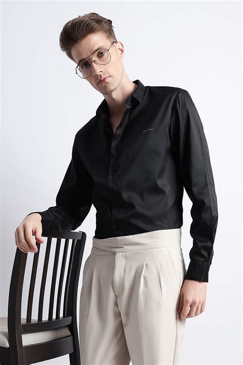 Buy Textured Cotton Shirt for Men with Dobby Weave Green - Blu Mnky