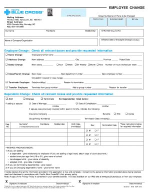 Fillable Online Employee Change form - Schmunk Gatt Smith & Associates ...