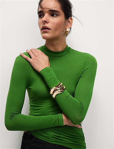 Buy Modal Rich High Neck Regular Fit Top at Marks & Spencer