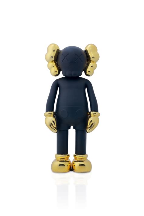 Kaws Sculpture Matte Black with Gold Chrome Accents Home Decor (14 x 3 ...