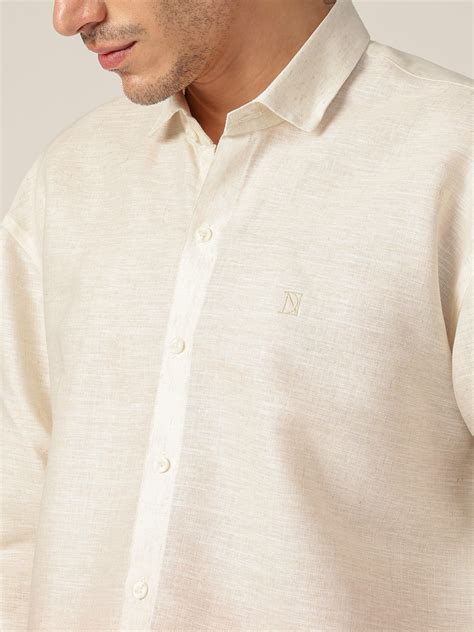 Off White & Light Orange Colored Relaxed Fit Casual Shirt - Smart Fit ...