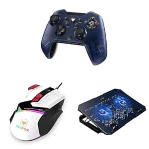 EvoFox Elite X Wireless Gamepad for PC (Blue) Blaze Programmable Gaming ...