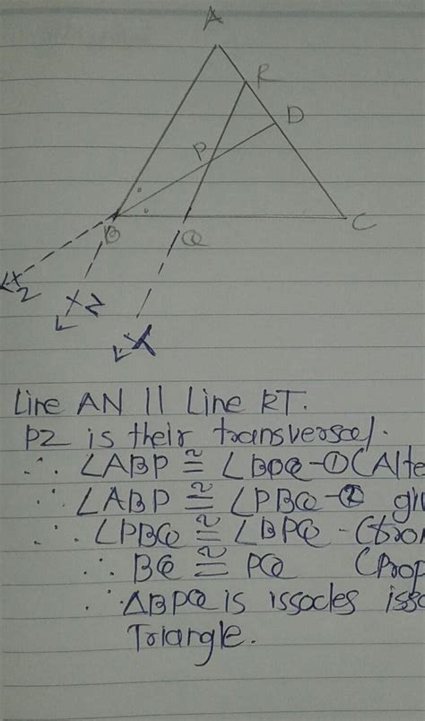 P is a point on the bisector of ABC the line through P, parallel to BA ...