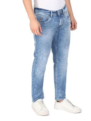 Buy U.S. POLO ASSN. Men Blue Mid Rise Acid Wash Jeans Online