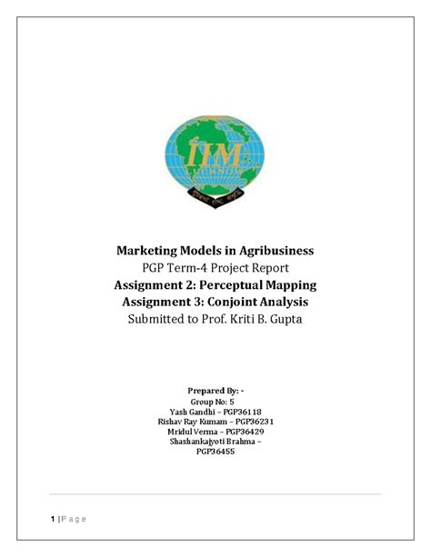 Group 5 Assignment 2 3 - marketing management in agriculture products ...