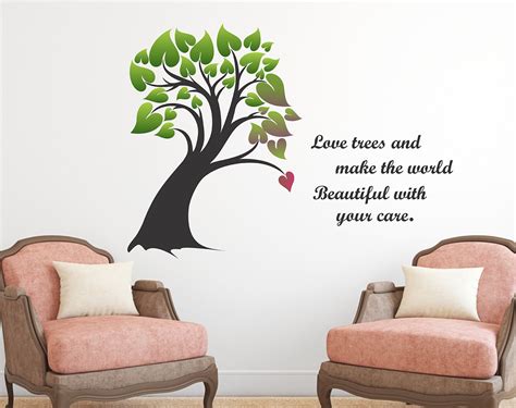 Wallstick Tree with Love Quotes wallstickers (Vinyl 100 cm x 65 cm ...