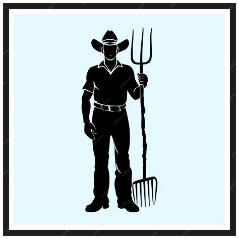 Premium Vector | Farmer silhouette with pitchfork clipart on white background