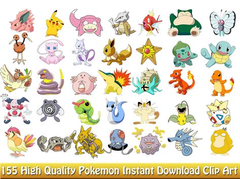 155 Pokemon Characters clipart images / Clip Art DIY by Pogoclips