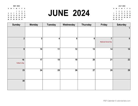 June 2024 Calendar with Holidays | CalendarLabs