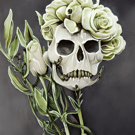 Skull And Flowers Painting