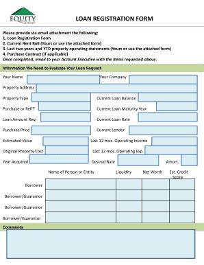 Fillable Online Loan Registration Form Fax Email Print - pdfFiller