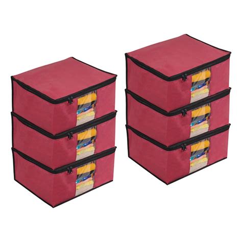 Prettykrafts Set of 6 Non Woven Foldable Saree Cover/Cloth Storage Bag ...