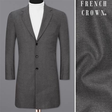 Abbey Gray Single Breasted Premium Terry Rayon Trenchcoat for Men