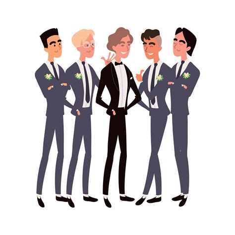 wedding groom and groomsmen 11202984 Vector Art at Vecteezy