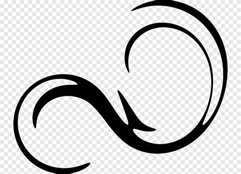 Black swirl line art, Curly, swirl, ribbon, white png | PNGEgg