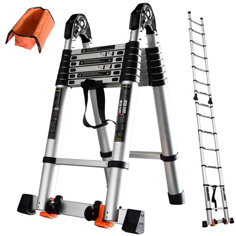 Buy 18FT Telescoping A Frame Ladder Portable Aluminum Extension Ladder ...