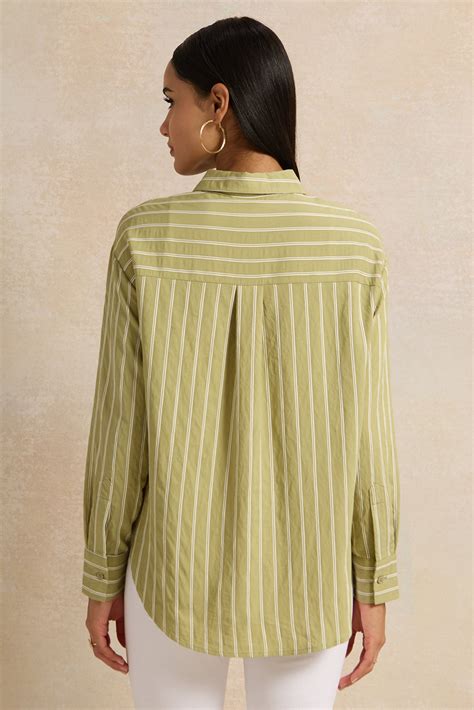 Buy Women Green Striped Shirt 130447548 in Saudi Arabia | REDTAG