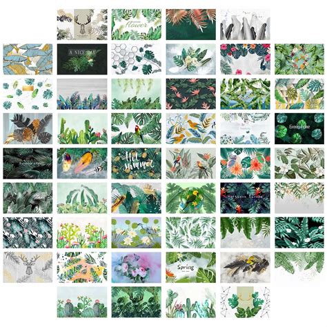 Buy Green Leaf Wall Collage Kit Aesthetic Pictures, Aesthetic Room ...