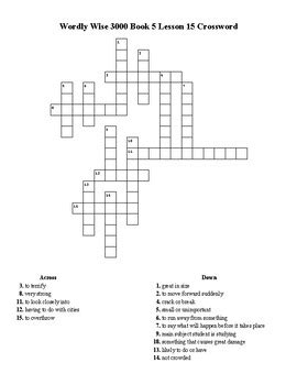 Wordly Wise 3000 Book 5 Lesson 15 Crossword Puzzle by Flair for the ...
