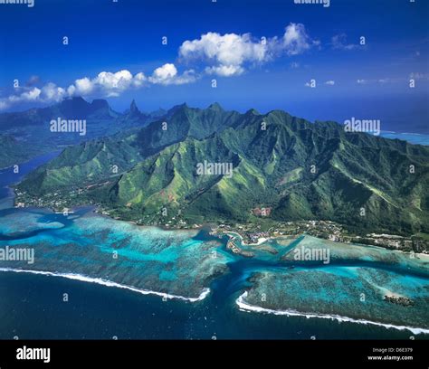 French Polynesia, Society Islands, Windward Islands, aerial view of ...