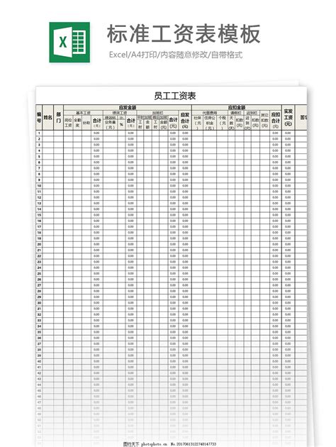 员工工资表EXCEL模板下载_EXCEL_图客巴巴