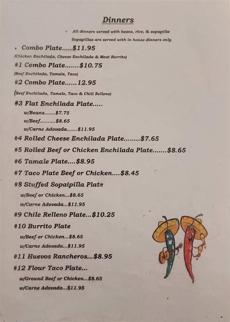 Menu at Desert Diamond Restaurant, Socorro